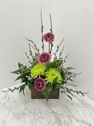 Arrangement Gerber Daisy Chrysanthemum Purple Green